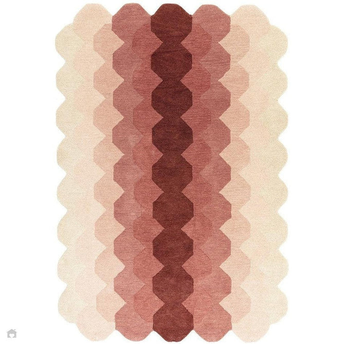 Hive Modern Geometric Hexagonal Ombre Gradient Hand-Woven Wool Pink/Cream/Burgundy Rug-Asiatic Carpets-Rug Love - The Most Loved Rug Store