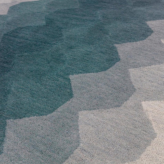 Hive Modern Geometric Hexagonal Ombre Gradient Hand-Woven Wool Teal Rug-Asiatic Carpets-Rug Love - The Most Loved Rug Store