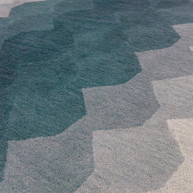 Hive Modern Geometric Hexagonal Ombre Gradient Hand-Woven Wool Teal Runner-Asiatic Carpets-Rug Love - The Most Loved Rug Store