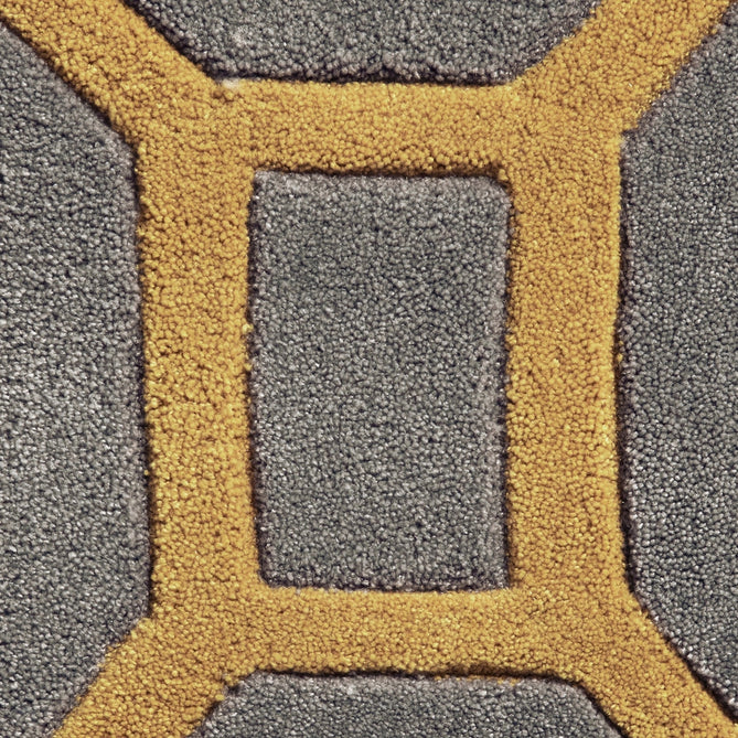 Hong Kong HK4338 Modern Geometric Hand-Tufted Soft Textured Hi-Lo Acrylic Grey/Yellow Rug-Think Rugs-Rug Love - The Most Loved Rug Store