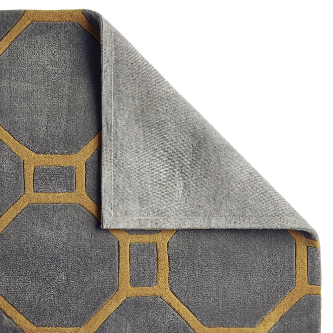 Hong Kong HK4338 Modern Geometric Hand-Tufted Soft Textured Hi-Lo Acrylic Grey/Yellow Rug-Think Rugs-Rug Love - The Most Loved Rug Store