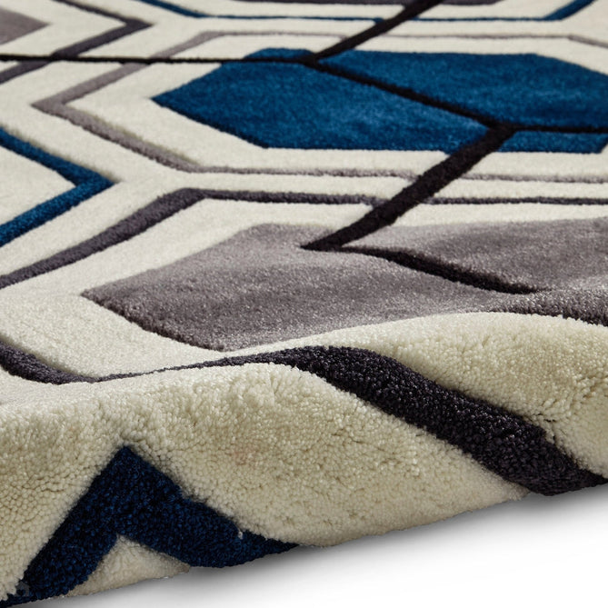 Hong Kong HK7526 Modern Geometric Hand-Tufted Soft Textured Hi-Lo Acrylic Grey/Navy/Ivory Rug-Think Rugs-Rug Love - The Most Loved Rug Store