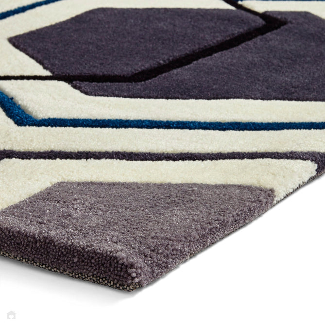 Hong Kong HK7526 Modern Geometric Hand-Tufted Soft Textured Hi-Lo Acrylic Grey/Navy/Ivory Rug-Think Rugs-Rug Love - The Most Loved Rug Store