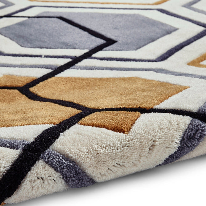 Hong Kong HK7526 Modern Geometric Hand-Tufted Soft Textured Hi-Lo Acrylic Ivory/Yellow/Charcoal Grey Rug-Think Rugs-Rug Love - The Most Loved Rug Store