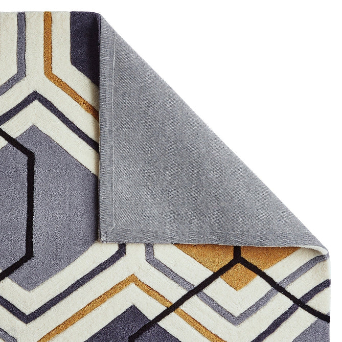 Hong Kong HK7526 Modern Geometric Hand-Tufted Soft Textured Hi-Lo Acrylic Ivory/Yellow/Charcoal Grey Rug-Think Rugs-Rug Love - The Most Loved Rug Store