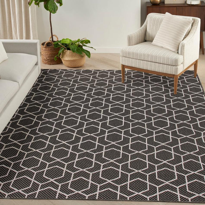 Horizon HOZ01 Modern Geometric Durable Stain-Resistant Weatherproof Flatweave In-Outdoor Black Rug-Nourison-Rug Love - The Most Loved Rug Store