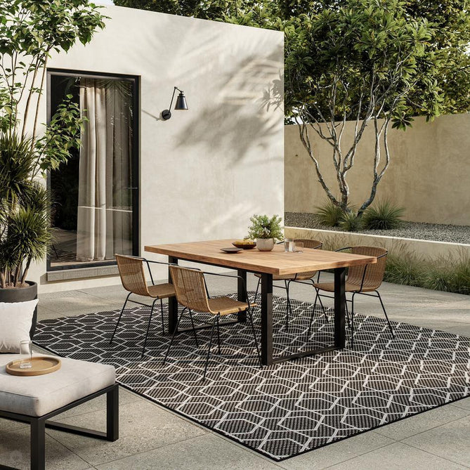 Horizon HOZ01 Modern Geometric Durable Stain-Resistant Weatherproof Flatweave In-Outdoor Black Rug-Nourison-Rug Love - The Most Loved Rug Store