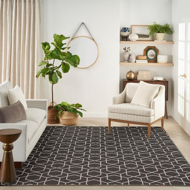 Horizon HOZ01 Modern Geometric Durable Stain-Resistant Weatherproof Flatweave In-Outdoor Black Rug-Nourison-Rug Love - The Most Loved Rug Store