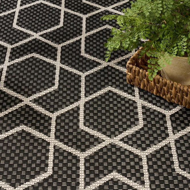 Horizon HOZ01 Modern Geometric Durable Stain-Resistant Weatherproof Flatweave In-Outdoor Black Rug-Nourison-Rug Love - The Most Loved Rug Store