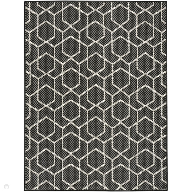 Horizon HOZ01 Modern Geometric Durable Stain-Resistant Weatherproof Flatweave In-Outdoor Black Rug-Nourison-Rug Love - The Most Loved Rug Store