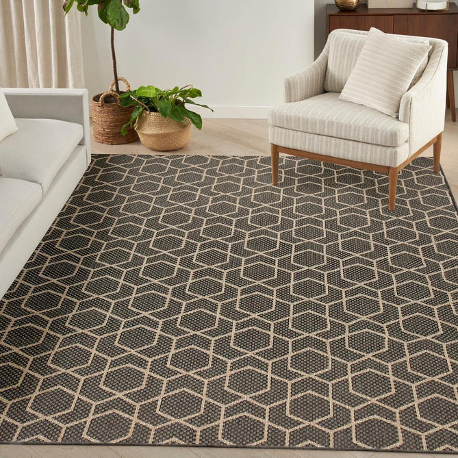 Horizon HOZ01 Modern Geometric Durable Stain-Resistant Weatherproof Flatweave In-Outdoor Charcoal Rug-Nourison-Rug Love - The Most Loved Rug Store