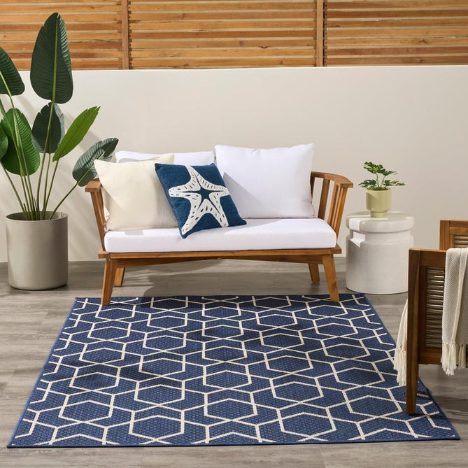 Horizon HOZ01 Modern Geometric Durable Stain-Resistant Weatherproof Flatweave In-Outdoor Navy Rug-Nourison-Rug Love - The Most Loved Rug Store