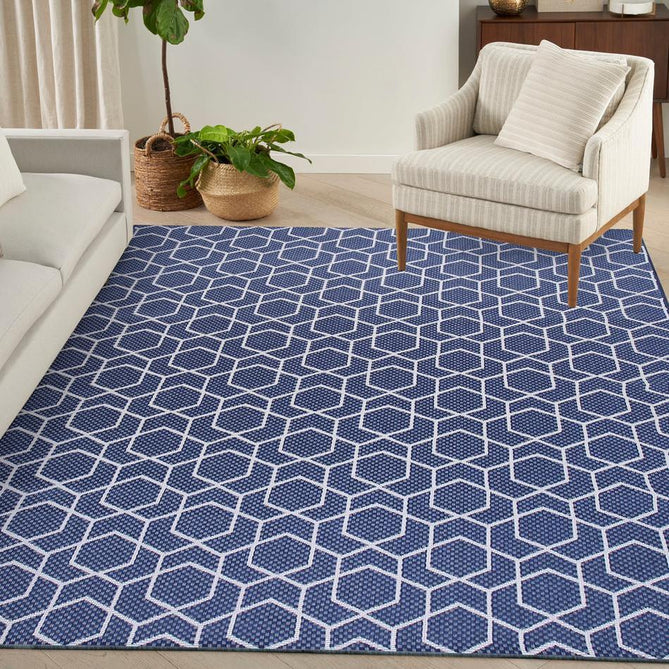 Horizon HOZ01 Modern Geometric Durable Stain-Resistant Weatherproof Flatweave In-Outdoor Navy Rug-Nourison-Rug Love - The Most Loved Rug Store