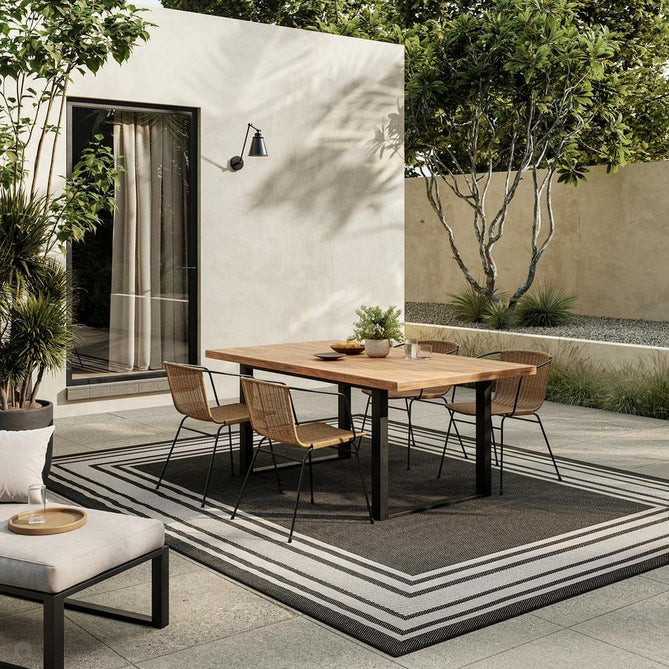 Horizon HOZ03 Modern Plain Border Durable Stain-Resistant Weatherproof Flatweave In-Outdoor Black Rug-Nourison-Rug Love - The Most Loved Rug Store