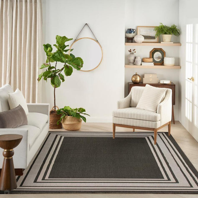 Horizon HOZ03 Modern Plain Border Durable Stain-Resistant Weatherproof Flatweave In-Outdoor Black Rug-Nourison-Rug Love - The Most Loved Rug Store