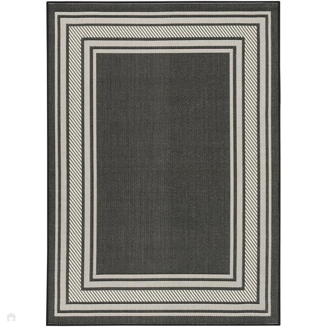 Horizon HOZ03 Modern Plain Border Durable Stain-Resistant Weatherproof Flatweave In-Outdoor Black Rug-Nourison-Rug Love - The Most Loved Rug Store