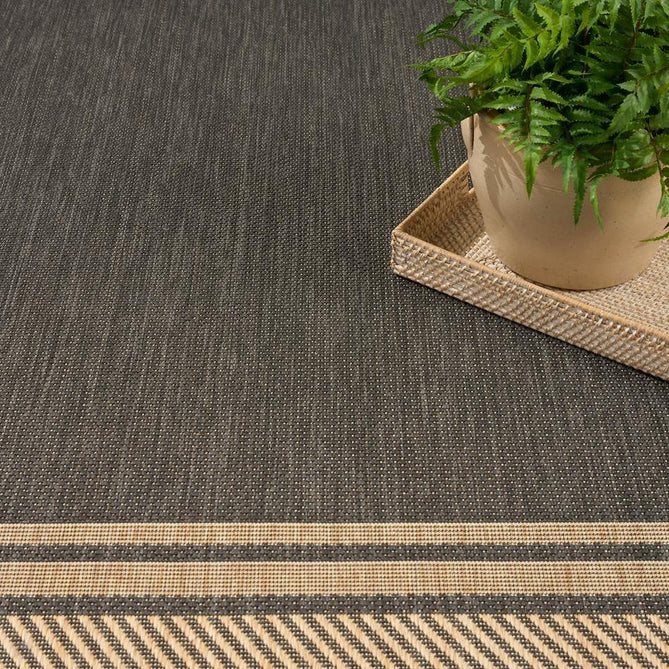 Horizon HOZ03 Modern Plain Border Durable Stain-Resistant Weatherproof Flatweave In-Outdoor Charcoal Rug-Nourison-Rug Love - The Most Loved Rug Store