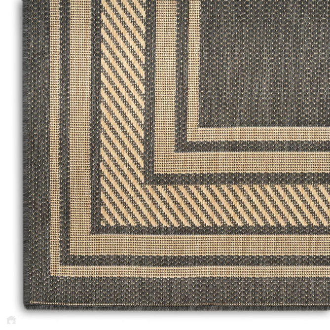 Horizon HOZ03 Modern Plain Border Durable Stain-Resistant Weatherproof Flatweave In-Outdoor Charcoal Rug-Nourison-Rug Love - The Most Loved Rug Store