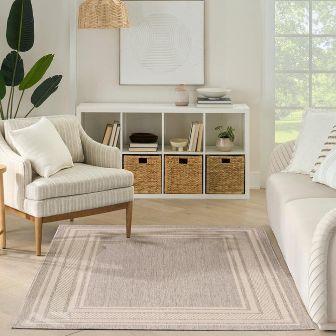 Horizon HOZ03 Modern Plain Border Durable Stain-Resistant Weatherproof Flatweave In-Outdoor Grey Rug-Nourison-Rug Love - The Most Loved Rug Store