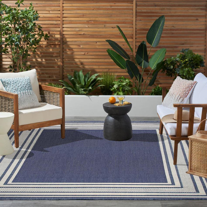 Horizon HOZ03 Modern Plain Border Durable Stain-Resistant Weatherproof Flatweave In-Outdoor Navy Rug-Nourison-Rug Love - The Most Loved Rug Store