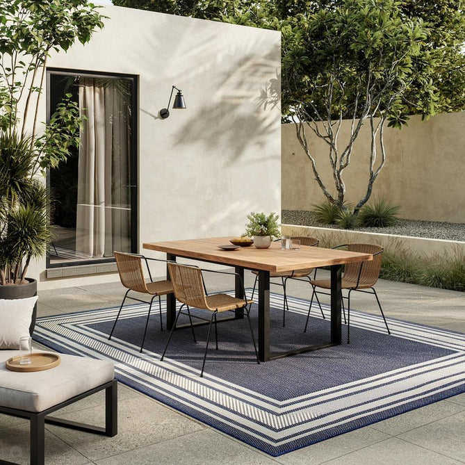 Horizon HOZ03 Modern Plain Border Durable Stain-Resistant Weatherproof Flatweave In-Outdoor Navy Rug-Nourison-Rug Love - The Most Loved Rug Store