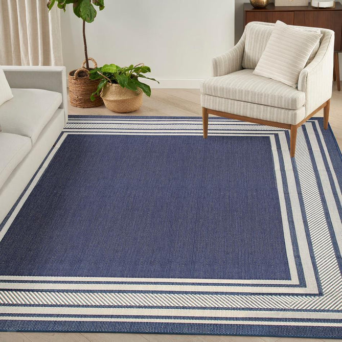 Horizon HOZ03 Modern Plain Border Durable Stain-Resistant Weatherproof Flatweave In-Outdoor Navy Rug-Nourison-Rug Love - The Most Loved Rug Store