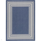 Horizon HOZ03 Modern Plain Border Durable Stain-Resistant Weatherproof Flatweave In-Outdoor Navy Rug