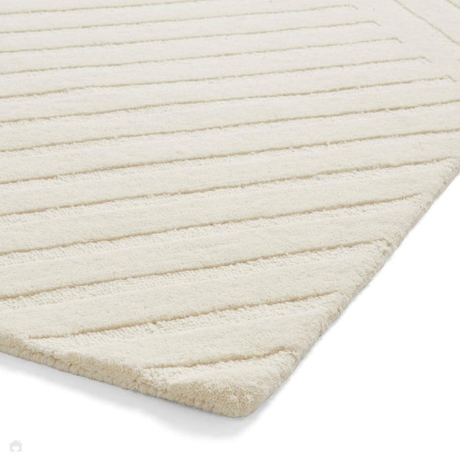 Hudson Bay 24127 Modern Plain Diagonal Linear Geometric Hand-Woven High-Density Textured Carved Hi-Lo 3D Effect Cut & Loop Wool Pile Ivory Rug-Think Rugs-Rug Love - The Most Loved Rug Store