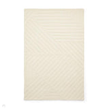 Hudson Bay 24127 Modern Plain Diagonal Linear Geometric Hand-Woven High-Density Textured Carved Hi-Lo 3D Effect Cut & Loop Wool Pile Ivory Rug