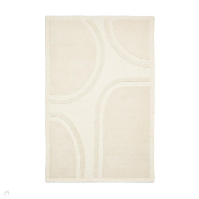 Hudson Bay 24134 Modern Plain Abstract Arch Hand-Woven High-Density Textured Carved Hi-Lo 3D Effect Cut & Loop Wool Ivory Pile Rug-Think Rugs-Rug Love - The Most Loved Rug Store