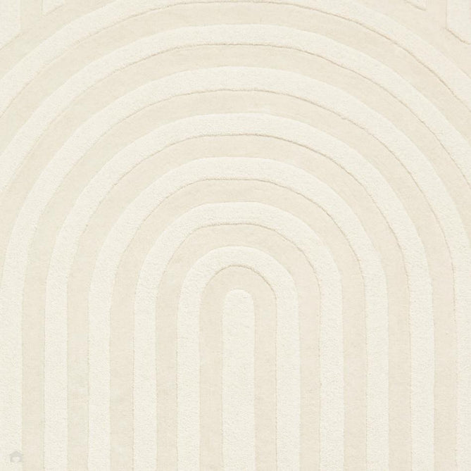 Hudson Bay 24137 Modern Plain Geometric Arched Line Curved Bands Hand-Woven High-Density Textured Carved Hi-Lo 3D Effect Wool Pile Ivory Rug-Think Rugs-Rug Love - The Most Loved Rug Store