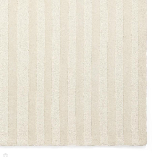 Hudson Bay 24137 Modern Plain Geometric Arched Line Curved Bands Hand-Woven High-Density Textured Carved Hi-Lo 3D Effect Wool Pile Ivory Rug-Think Rugs-Rug Love - The Most Loved Rug Store