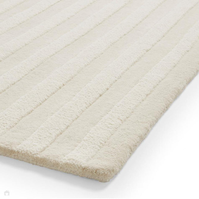Hudson Bay 24137 Modern Plain Geometric Arched Line Curved Bands Hand-Woven High-Density Textured Carved Hi-Lo 3D Effect Wool Pile Ivory Rug-Think Rugs-Rug Love - The Most Loved Rug Store