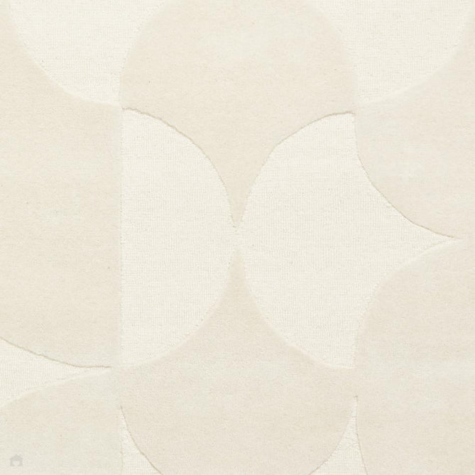 Hudson Bay 24143 Modern Plain Geometric Overlapping Semi-Circle Curved Arcs Hand-Woven High-Density Textured Carved Hi-Lo 3D Effect Cut & Loop Wool Pile Ivory Rug-Think Rugs-Rug Love - The Most Loved Rug Store