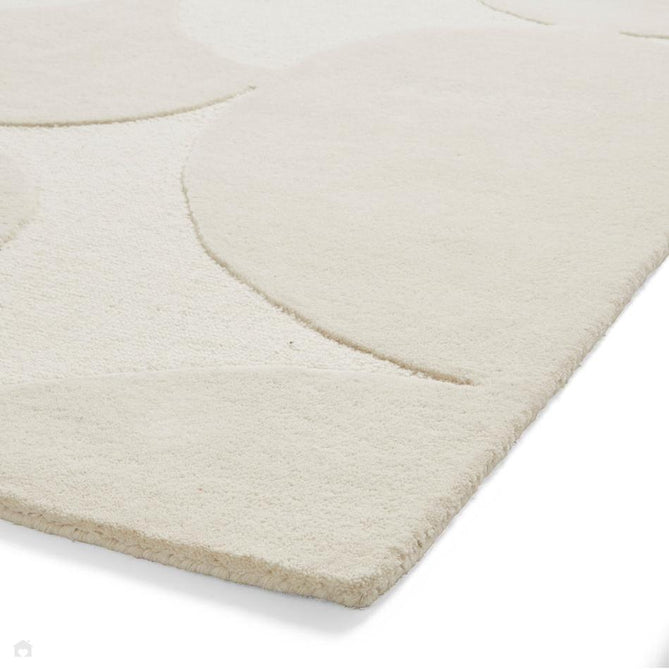Hudson Bay 24143 Modern Plain Geometric Overlapping Semi-Circle Curved Arcs Hand-Woven High-Density Textured Carved Hi-Lo 3D Effect Cut & Loop Wool Pile Ivory Rug-Think Rugs-Rug Love - The Most Loved Rug Store