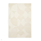 Hudson Bay 24143 Modern Plain Geometric Overlapping Semi-Circle Curved Arcs Hand-Woven High-Density Textured Carved Hi-Lo 3D Effect Cut & Loop Wool Pile Ivory Rug