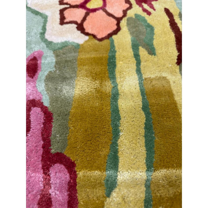 Katherine Carnaby Historia Modern Botanical Floral Thangka Metallic Shimmer High-Density Heavyweight Smooth Soft-Touch Handmade Viscose Sage/Fuchsia/Mustard/Cream/Peach Rug