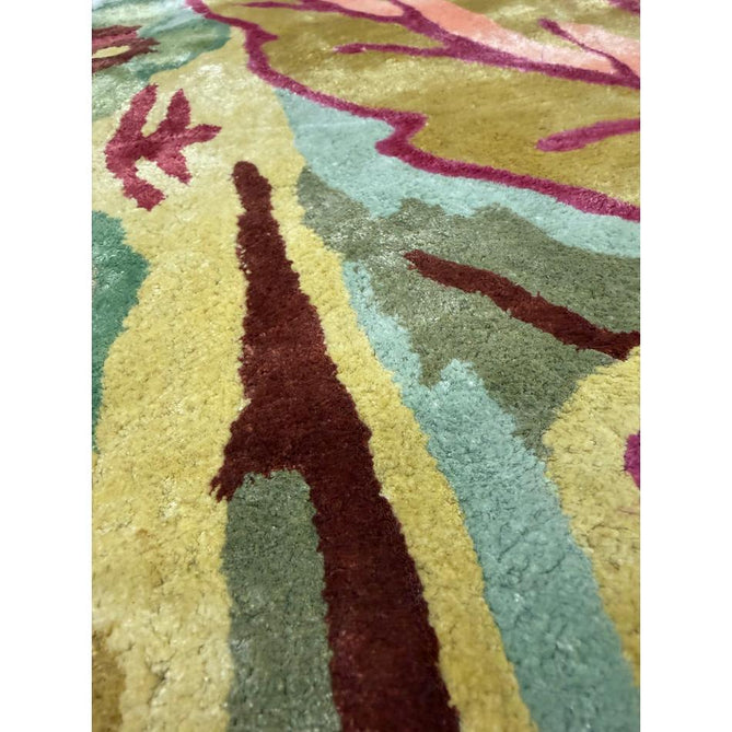 Katherine Carnaby Historia Modern Botanical Floral Thangka Metallic Shimmer High-Density Heavyweight Smooth Soft-Touch Handmade Viscose Sage/Fuchsia/Mustard/Cream/Peach Rug