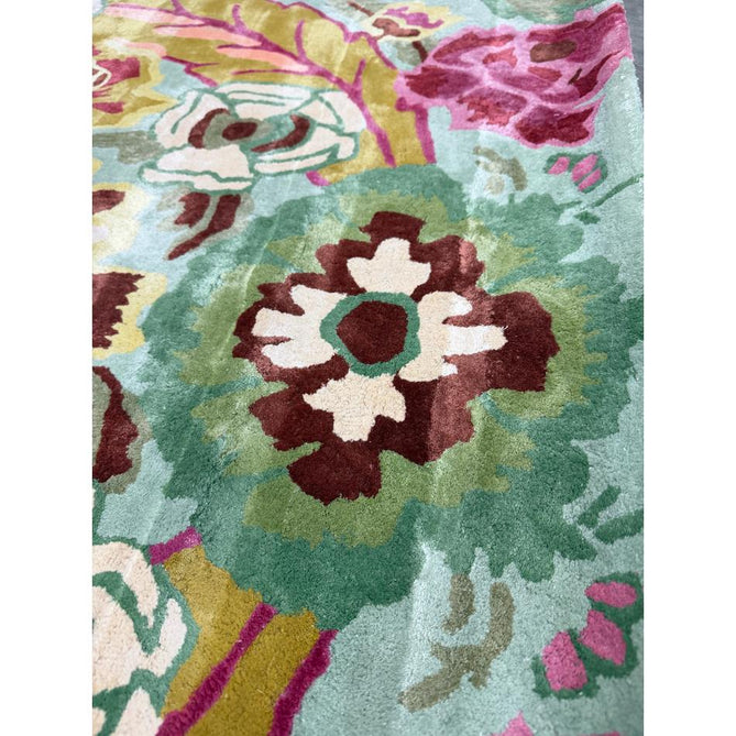 Katherine Carnaby Historia Modern Botanical Floral Thangka Metallic Shimmer High-Density Heavyweight Smooth Soft-Touch Handmade Viscose Sage/Fuchsia/Mustard/Cream/Peach Rug