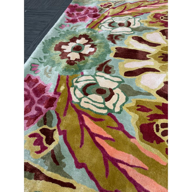 Katherine Carnaby Historia Modern Botanical Floral Thangka Metallic Shimmer High-Density Heavyweight Smooth Soft-Touch Handmade Viscose Sage/Fuchsia/Mustard/Cream/Peach Rug
