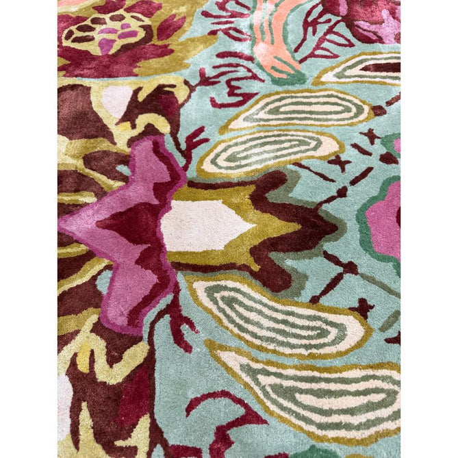 Katherine Carnaby Historia Modern Botanical Floral Thangka Metallic Shimmer High-Density Heavyweight Smooth Soft-Touch Handmade Viscose Sage/Fuchsia/Mustard/Cream/Peach Rug