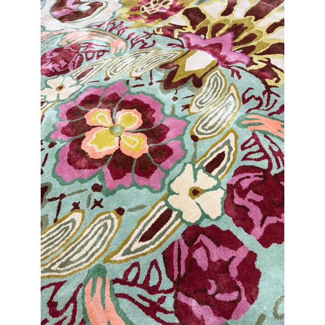 Katherine Carnaby Historia Modern Botanical Floral Thangka Metallic Shimmer High-Density Heavyweight Smooth Soft-Touch Handmade Viscose Sage/Fuchsia/Mustard/Cream/Peach Rug