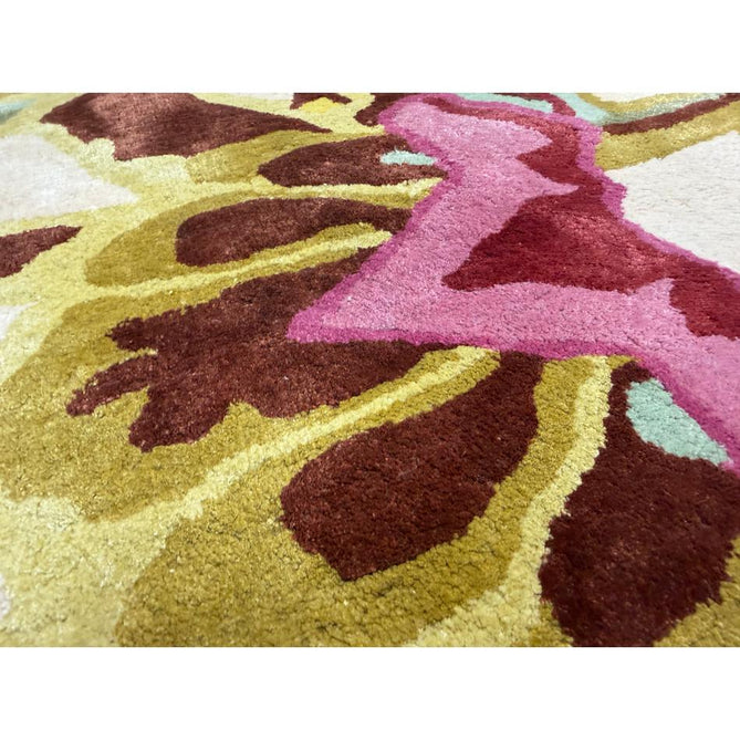 Katherine Carnaby Historia Modern Botanical Floral Thangka Metallic Shimmer High-Density Heavyweight Smooth Soft-Touch Handmade Viscose Sage/Fuchsia/Mustard/Cream/Peach Rug