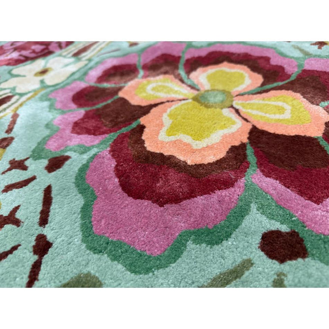 Katherine Carnaby Historia Modern Botanical Floral Thangka Metallic Shimmer High-Density Heavyweight Smooth Soft-Touch Handmade Viscose Sage/Fuchsia/Mustard/Cream/Peach Rug