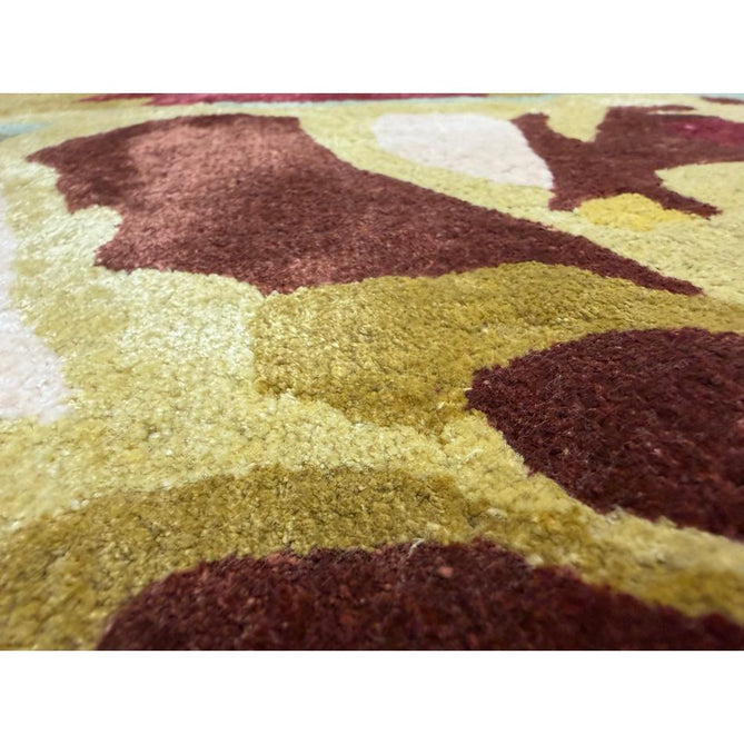 Katherine Carnaby Historia Modern Botanical Floral Thangka Metallic Shimmer High-Density Heavyweight Smooth Soft-Touch Handmade Viscose Sage/Fuchsia/Mustard/Cream/Peach Rug