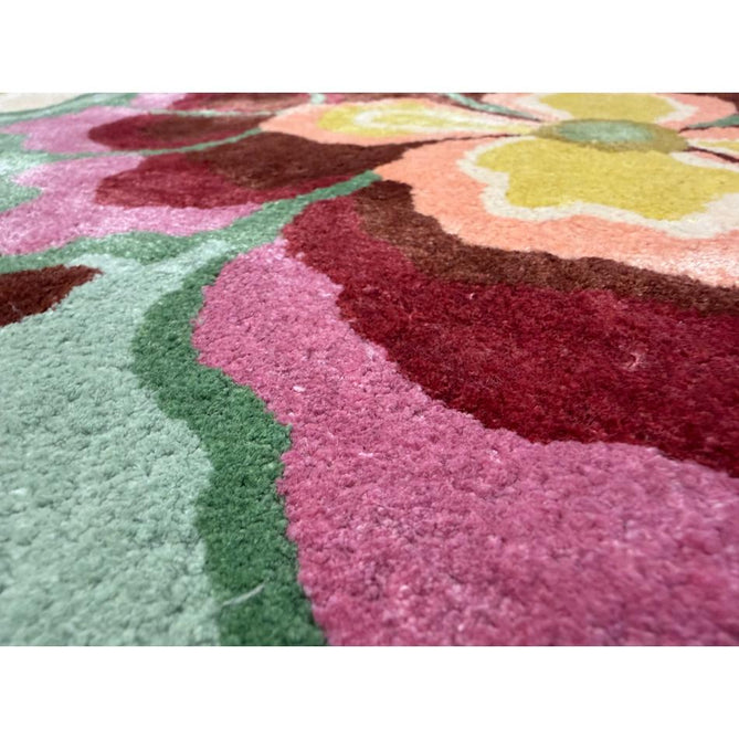Katherine Carnaby Historia Modern Botanical Floral Thangka Metallic Shimmer High-Density Heavyweight Smooth Soft-Touch Handmade Viscose Sage/Fuchsia/Mustard/Cream/Peach Rug