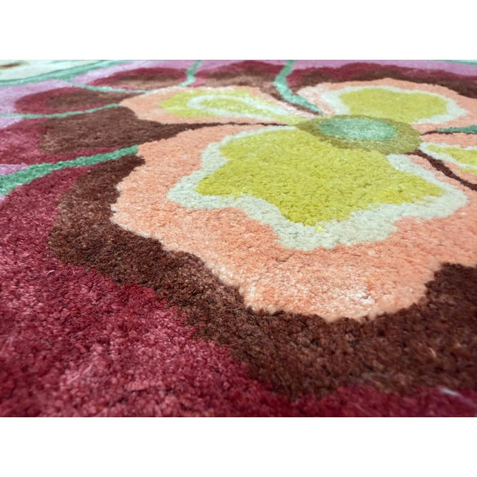 Katherine Carnaby Historia Modern Botanical Floral Thangka Metallic Shimmer High-Density Heavyweight Smooth Soft-Touch Handmade Viscose Sage/Fuchsia/Mustard/Cream/Peach Rug