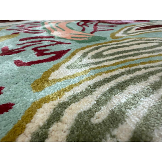 Katherine Carnaby Historia Modern Botanical Floral Thangka Metallic Shimmer High-Density Heavyweight Smooth Soft-Touch Handmade Viscose Sage/Fuchsia/Mustard/Cream/Peach Rug