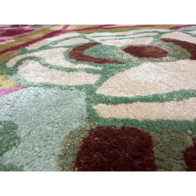 Katherine Carnaby Historia Modern Botanical Floral Thangka Metallic Shimmer High-Density Heavyweight Smooth Soft-Touch Handmade Viscose Sage/Fuchsia/Mustard/Cream/Peach Rug