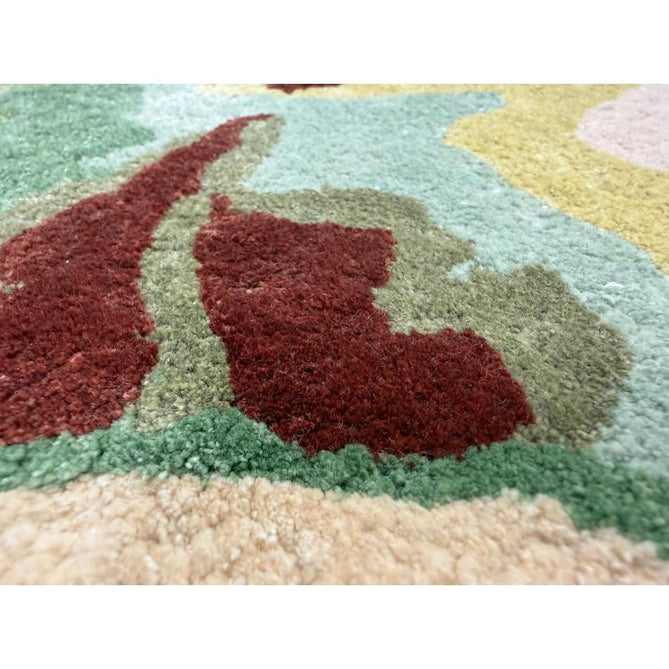 Katherine Carnaby Historia Modern Botanical Floral Thangka Metallic Shimmer High-Density Heavyweight Smooth Soft-Touch Handmade Viscose Sage/Fuchsia/Mustard/Cream/Peach Rug